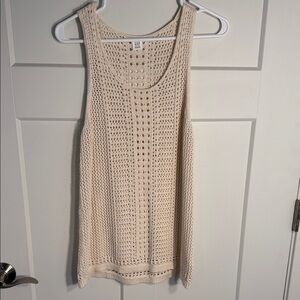 GAP Cream Open-Knit Sleeveless Tank